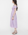SIXDO Floral Off-Shoulder Midi Chiffon Dress